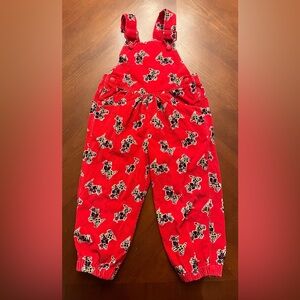 Vintage Happy Kids Overalls Red Corduroy Scotty Dogs 4T